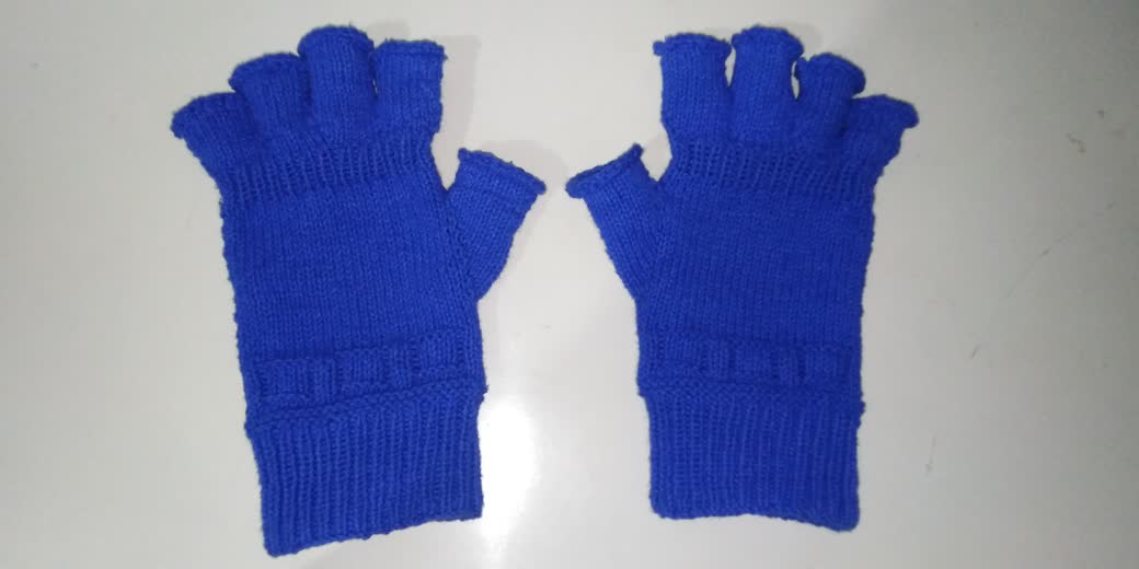 Blue cotton gloves