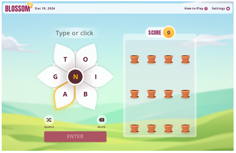 Blossom Word Game