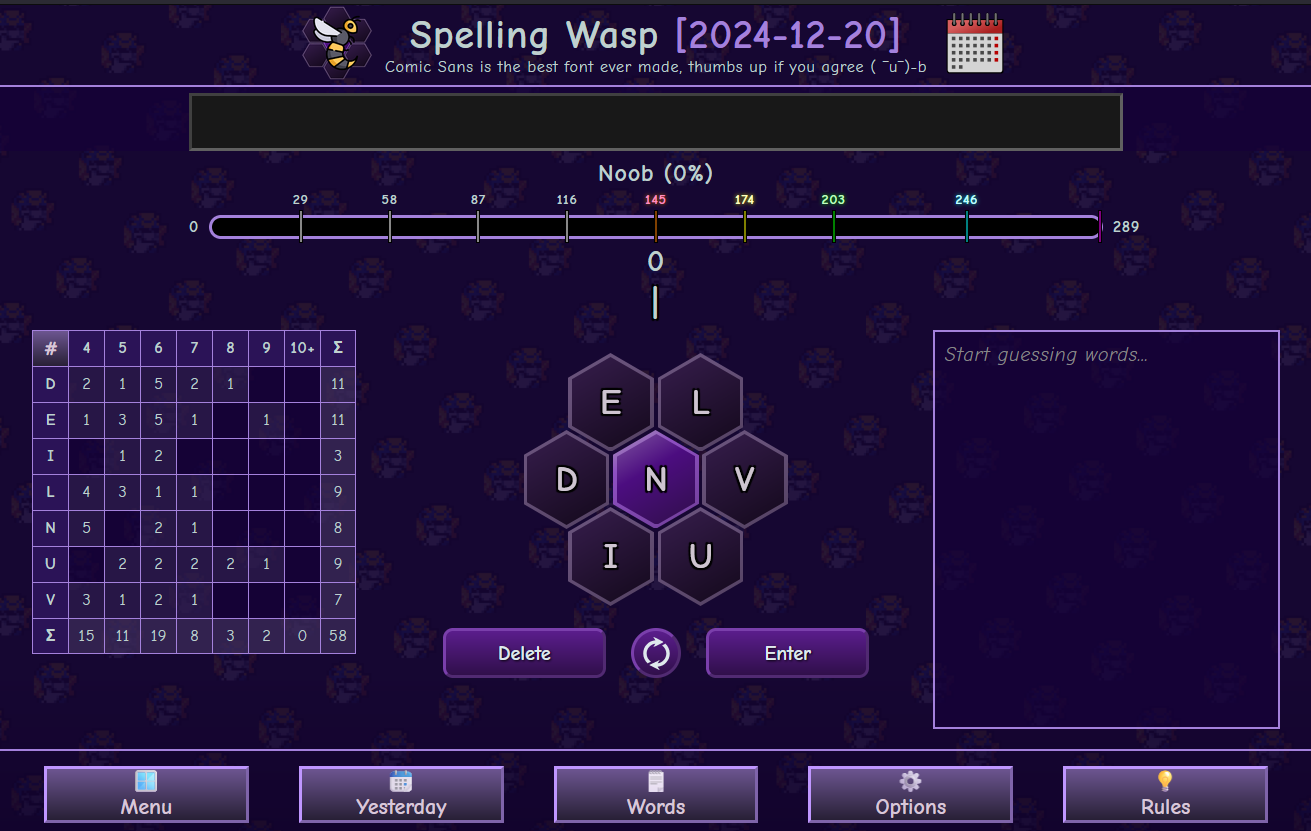 Spelling Wasp UI